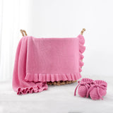 Ruffled Edge Knit Baby Blanket in Rose Pink - Aaria Tees Aaria Tees