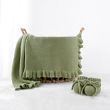 Ruffled Edge Knit Baby Blanket in Sage Green - Aaria Tees Aaria Tees