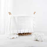 Ruffled Edge Knit Baby Blanket in White - Aaria Tees Aaria Tees