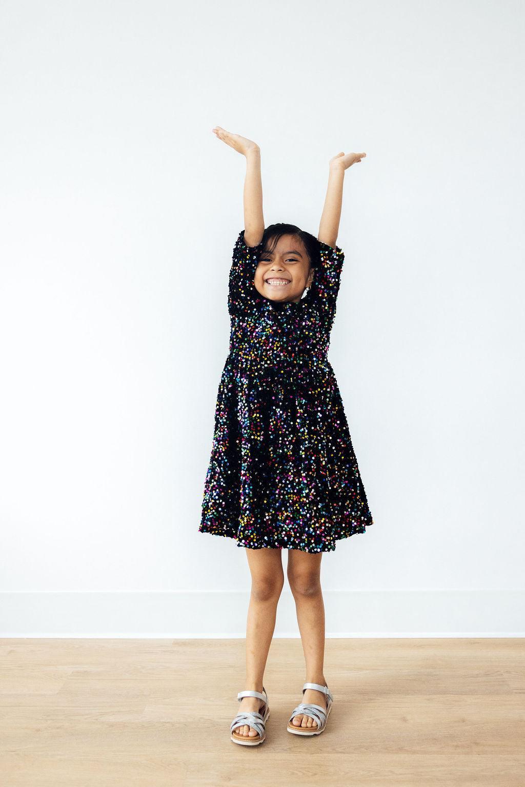 Confetti Velvet Sequin Dress - Aaria Tees Aaria Tees