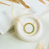 Green Gemstone Halo Necklace Aaria Tees