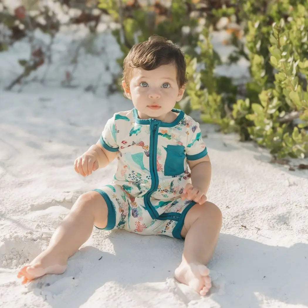 Coral Reef Shorty Romper | Bamboo - Aaria Tees Aaria Tees
