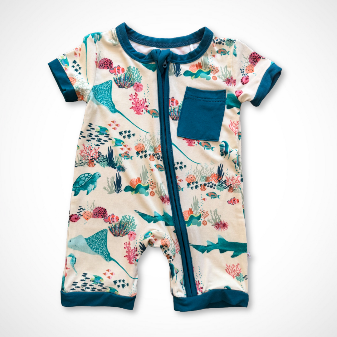 Coral Reef Shorty Romper | Bamboo - Aaria Tees Aaria Tees