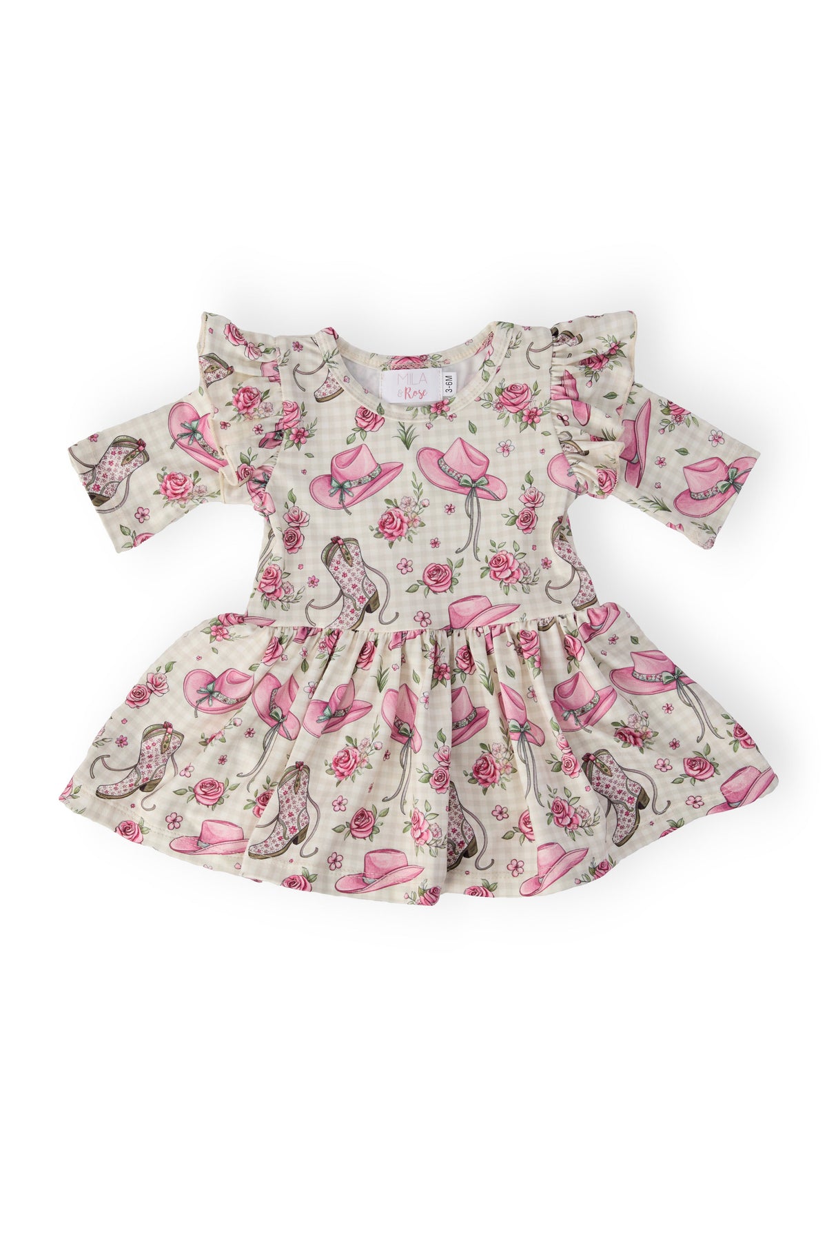 Cowgirl Cutie 3/4 Sleeve Flutter Twirl Bodysuit - Aaria Tees