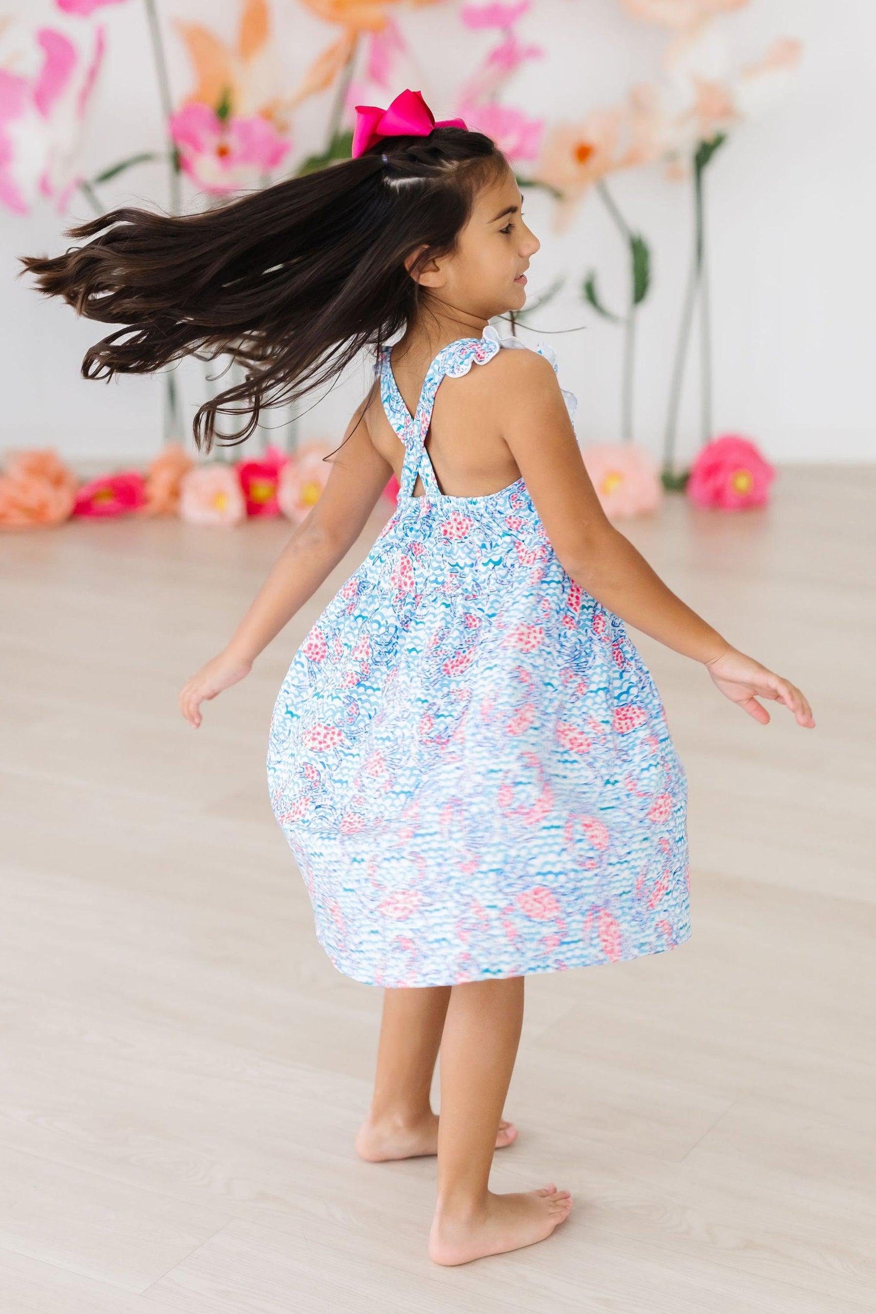 Crab Walk Ruffle Cross Back Dress - Aaria Tees Aaria Tees