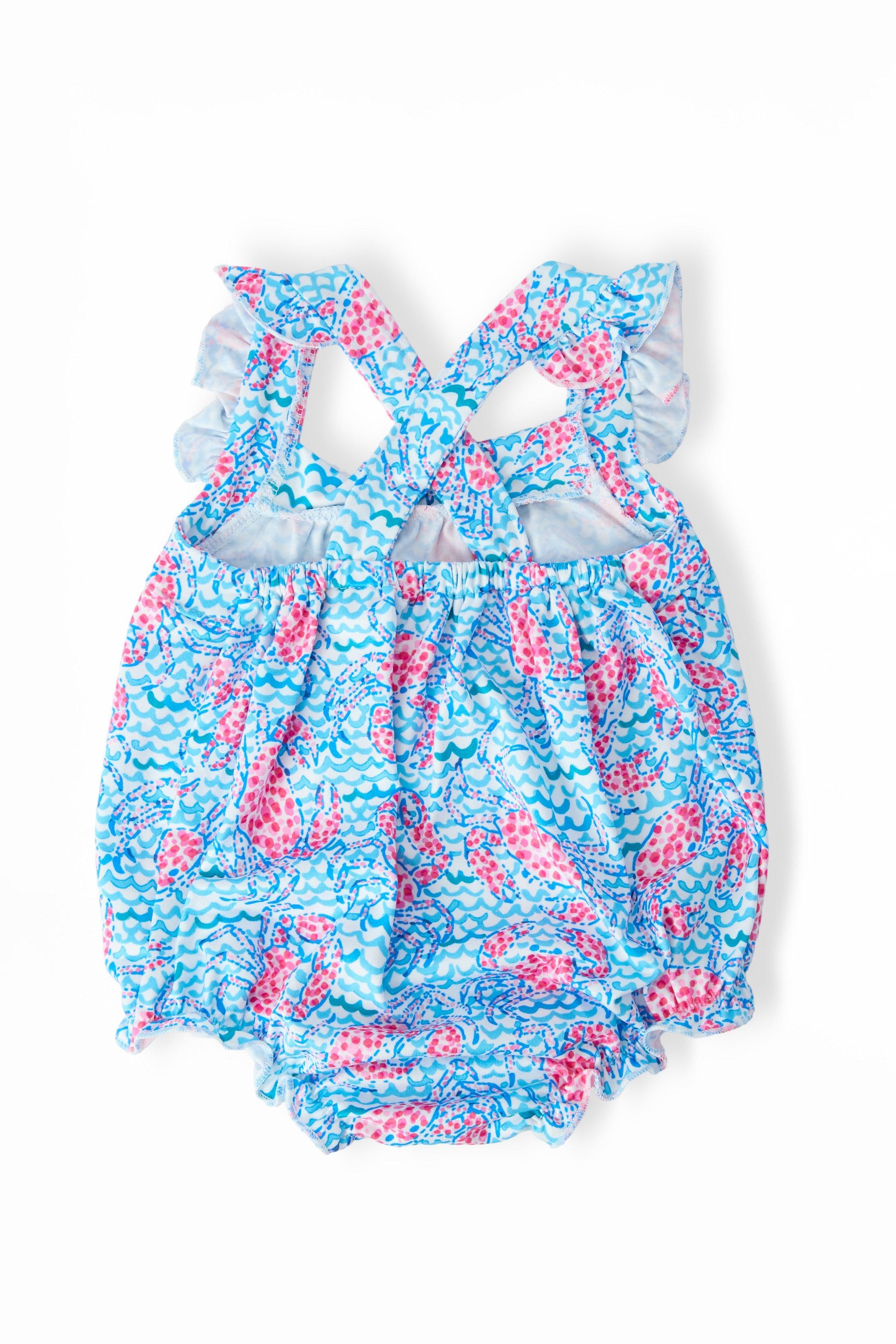 Crab Walk Ruffle Cross Back Romper - Aaria Tees Aaria Tees