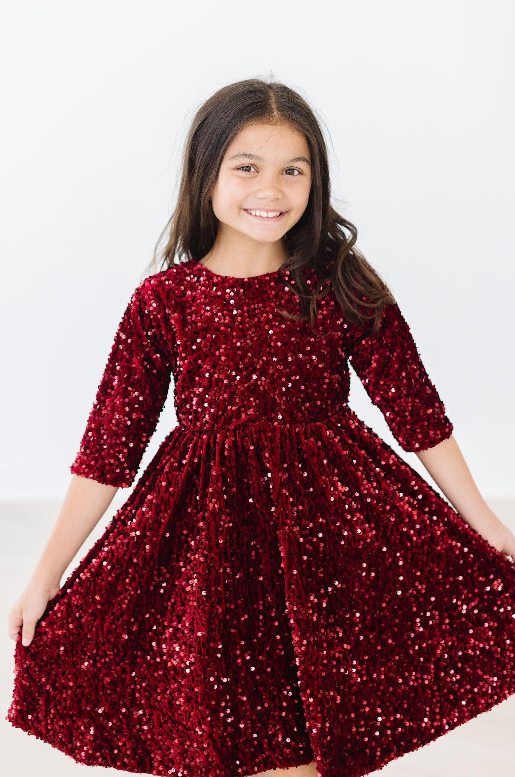 Cranberry Velvet Sequin Dress - Aaria Tees Aaria Tees