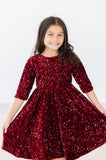 Cranberry Velvet Sequin Dress - Aaria Tees Aaria Tees