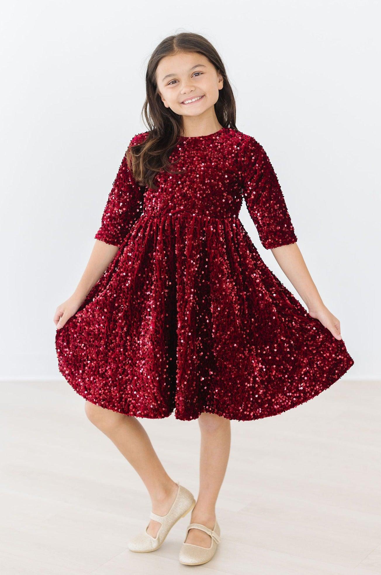 Cranberry Velvet Sequin Dress - Aaria Tees Aaria Tees
