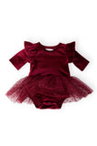 Cranberry Velvet Tutu Bodysuit Aaria Tees