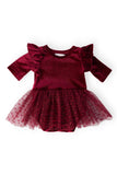 Cranberry Velvet Tutu Bodysuit Aaria Tees