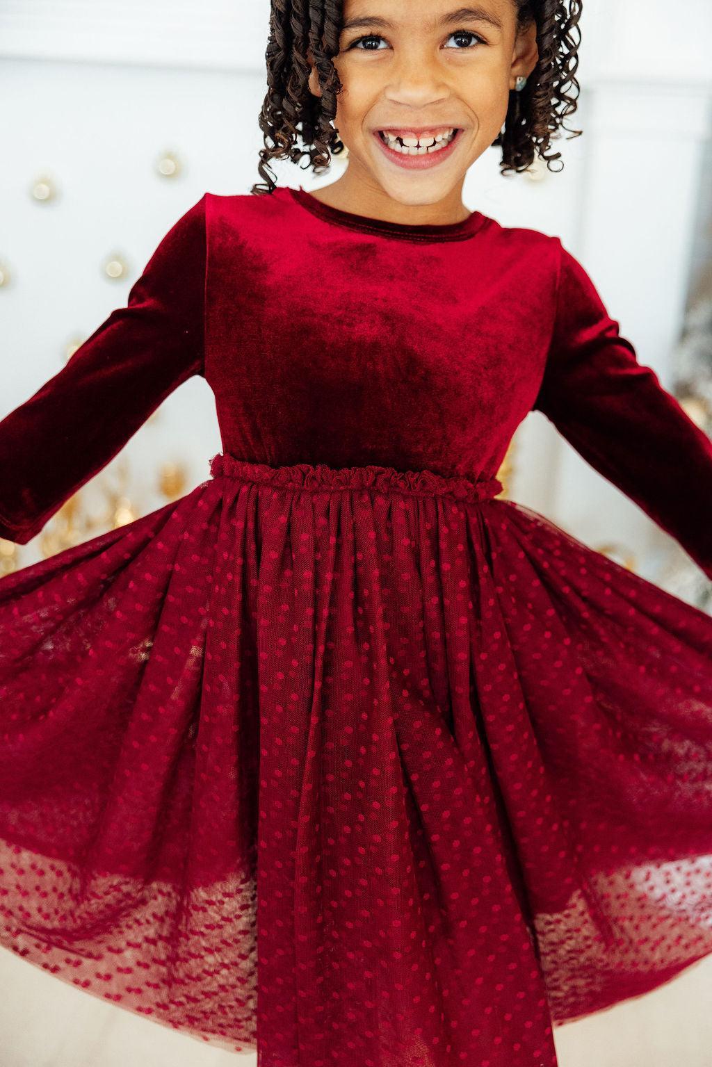 Cranberry Velvet Tutu Dress - Aaria Tees Aaria Tees