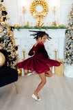 Cranberry Velvet Tutu Dress - Aaria Tees Aaria Tees