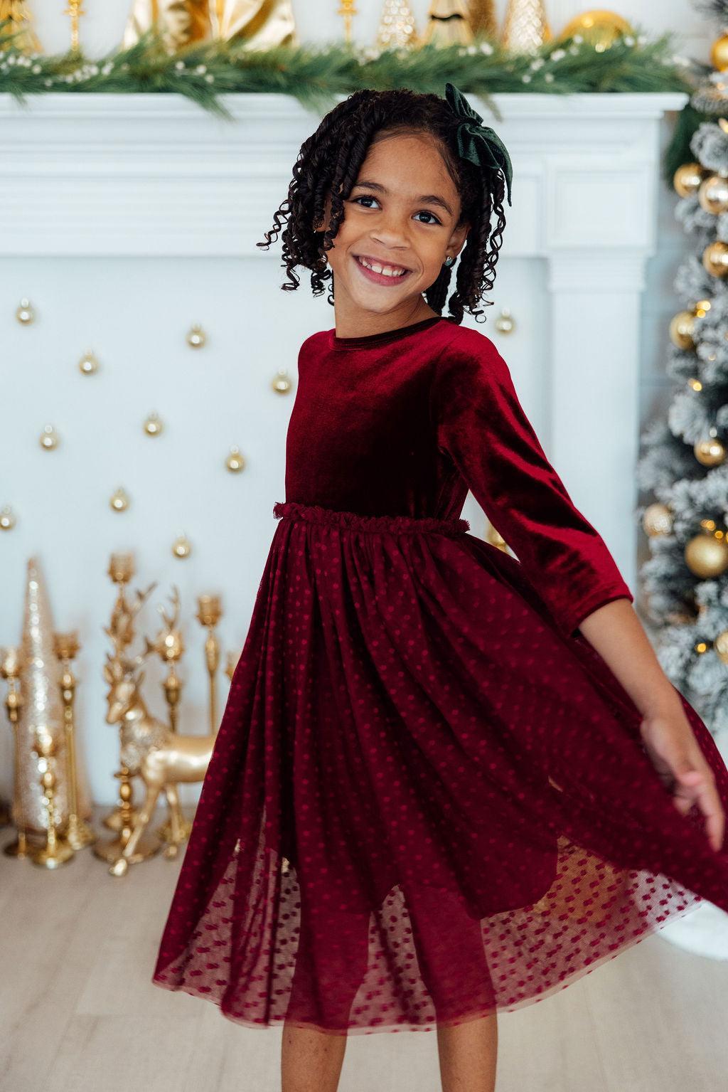 Cranberry Velvet Tutu Dress - Aaria Tees Aaria Tees
