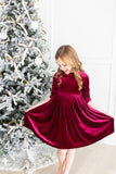Cranberry Velvet Twirl Dress - Aaria Tees Aaria Tees