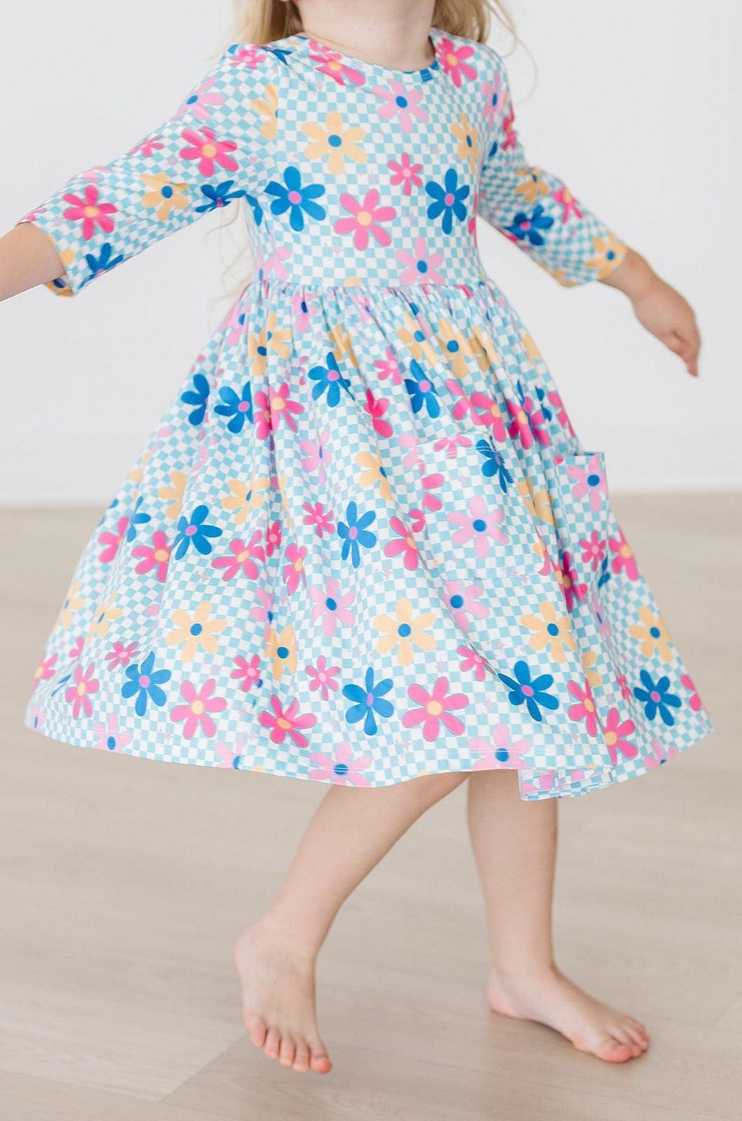 SALE Crazy Daisy 3/4 Sleeve Pocket Twirl Dress - Aaria Tees Aaria Tees