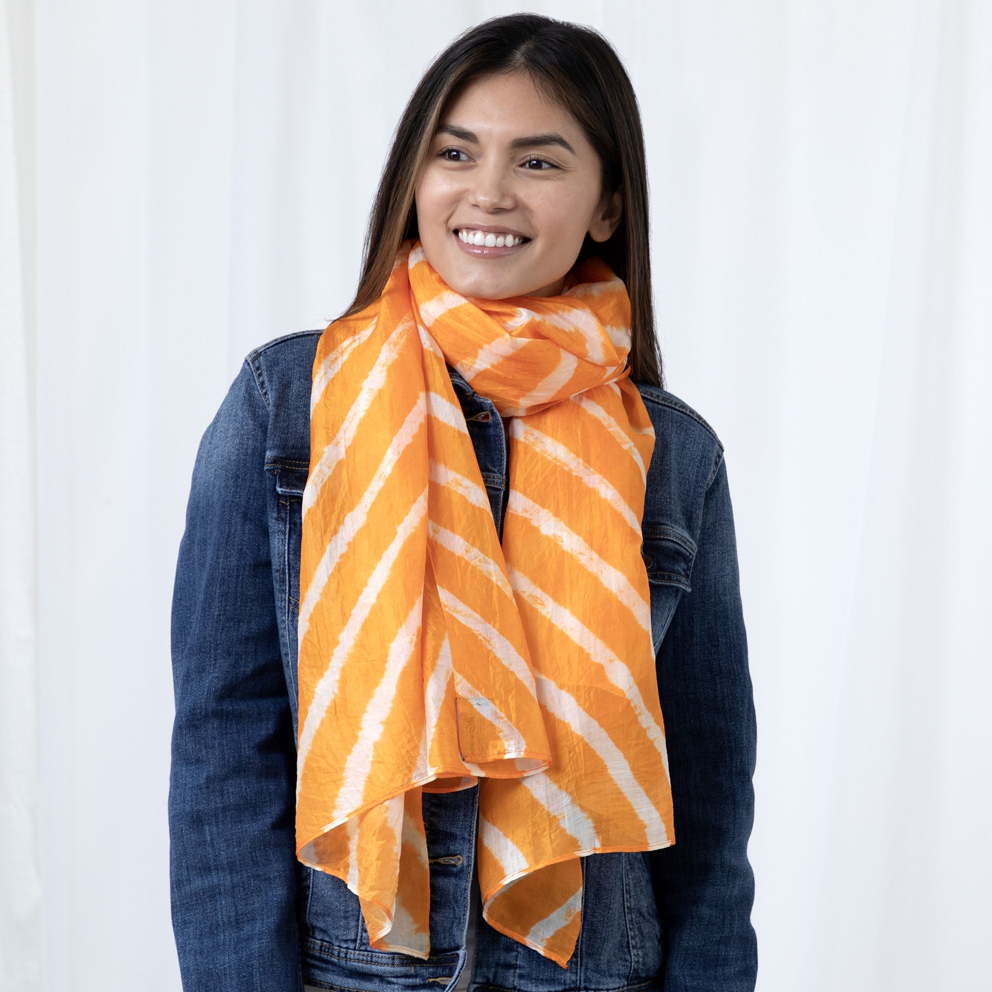 Tie-Dye Stripe Silk Scarf - Aaria Tees Aaria Tees