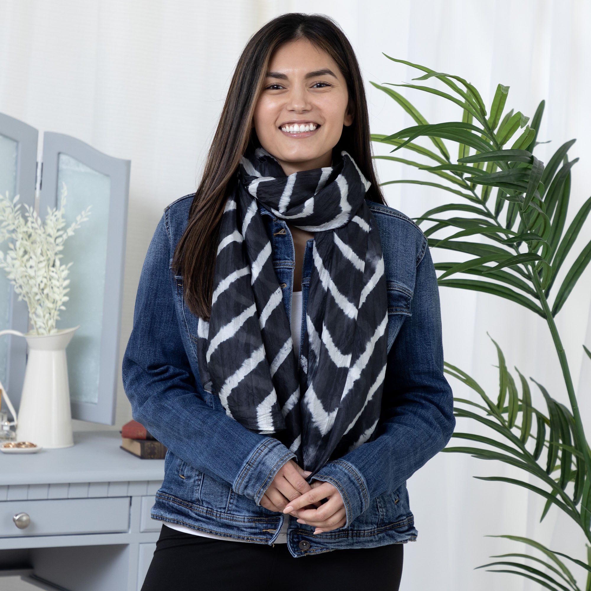 Tie-Dye Stripe Silk Scarf - Aaria Tees Aaria Tees