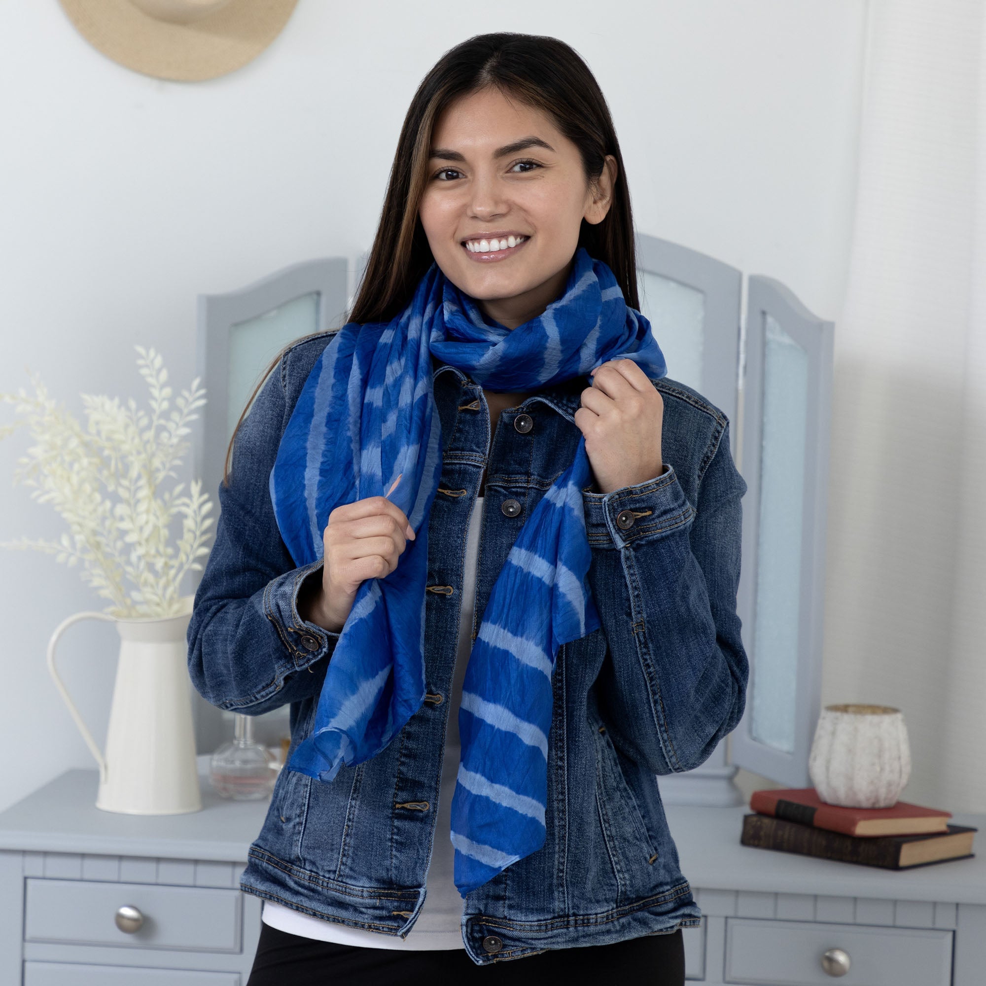 Tie-Dye Stripe Silk Scarf - Aaria Tees Aaria Tees