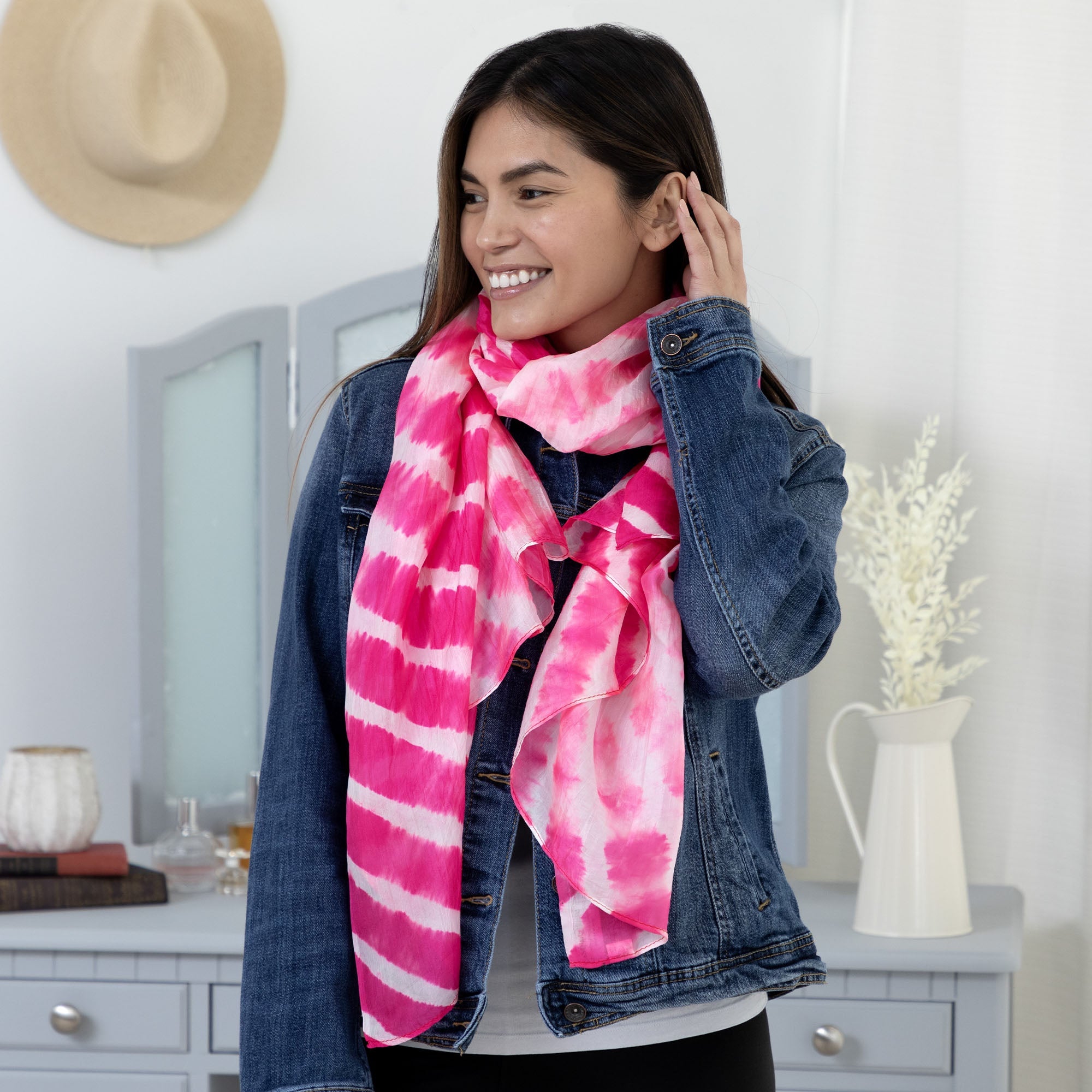 Tie-Dye Stripe Silk Scarf - Aaria Tees Aaria Tees