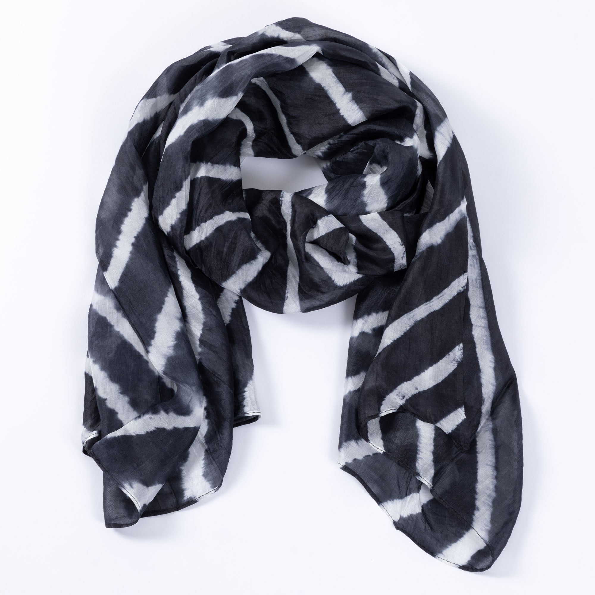 Tie-Dye Stripe Silk Scarf - Aaria Tees Aaria Tees