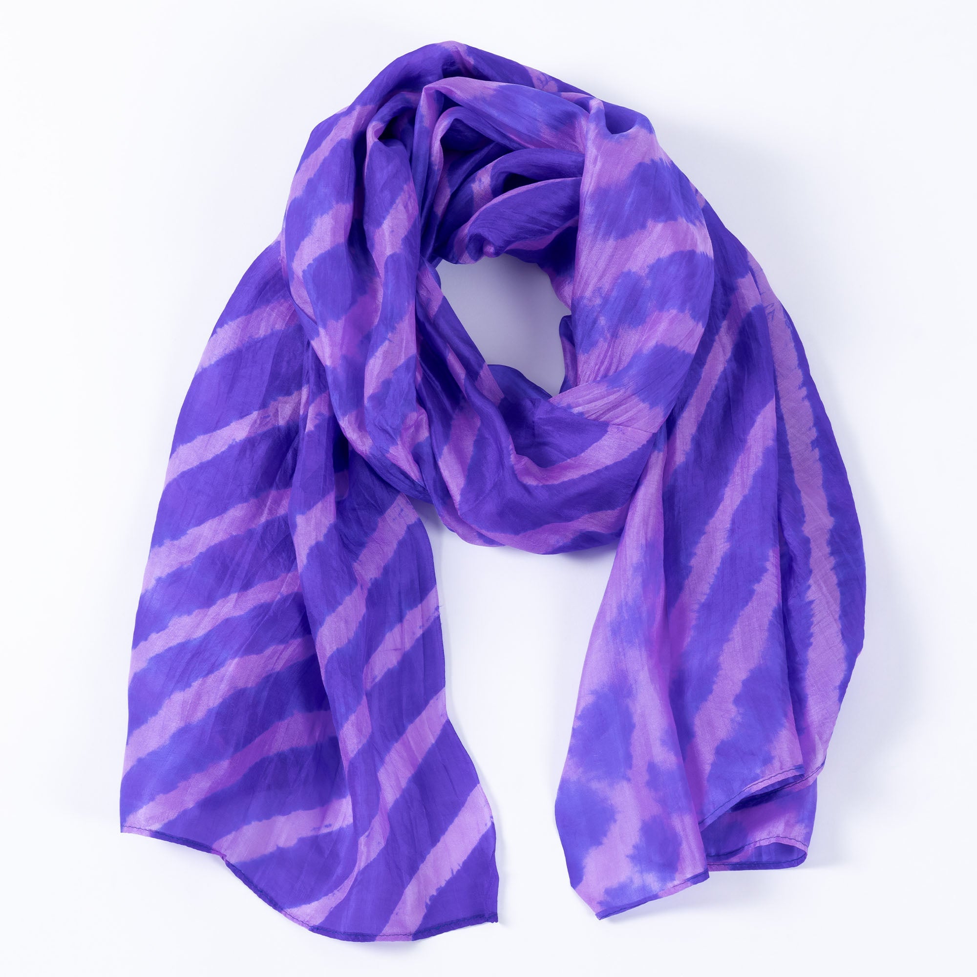 Tie-Dye Stripe Silk Scarf - Aaria Tees Aaria Tees