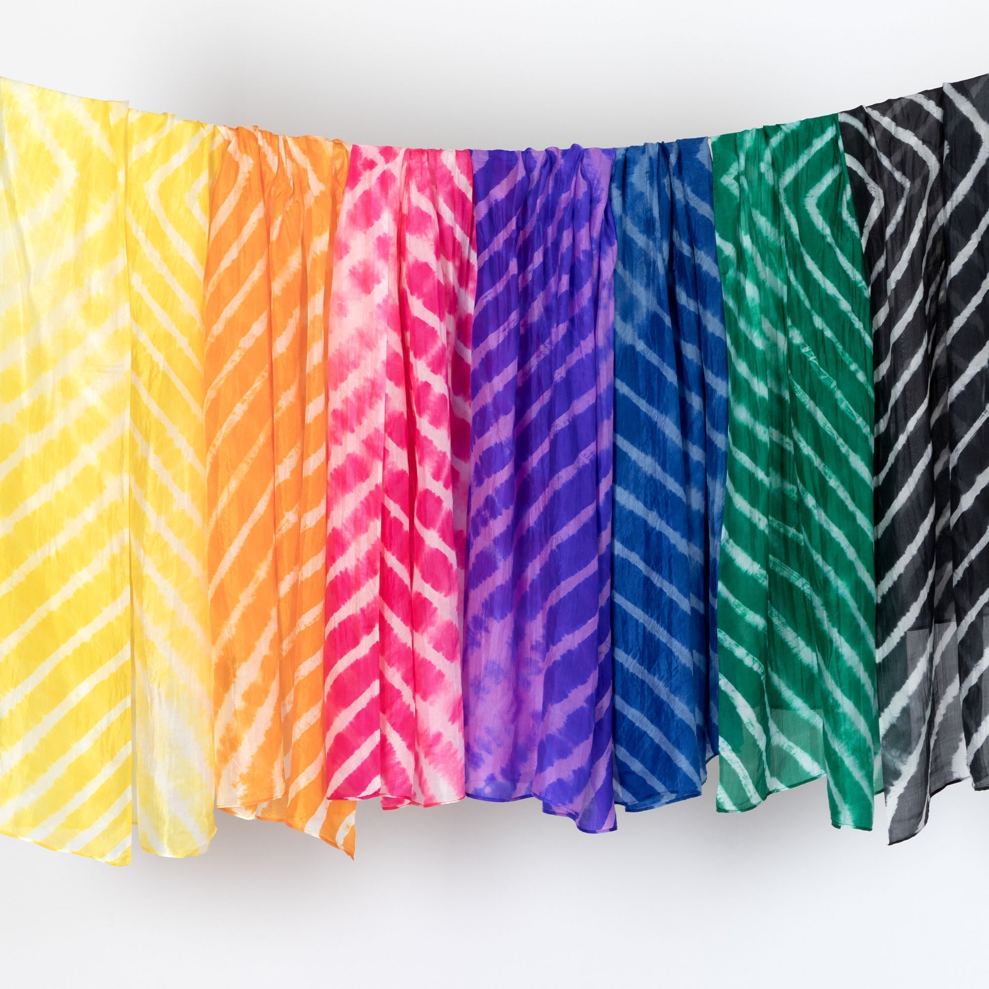 Tie-Dye Stripe Silk Scarf - Aaria Tees Aaria Tees