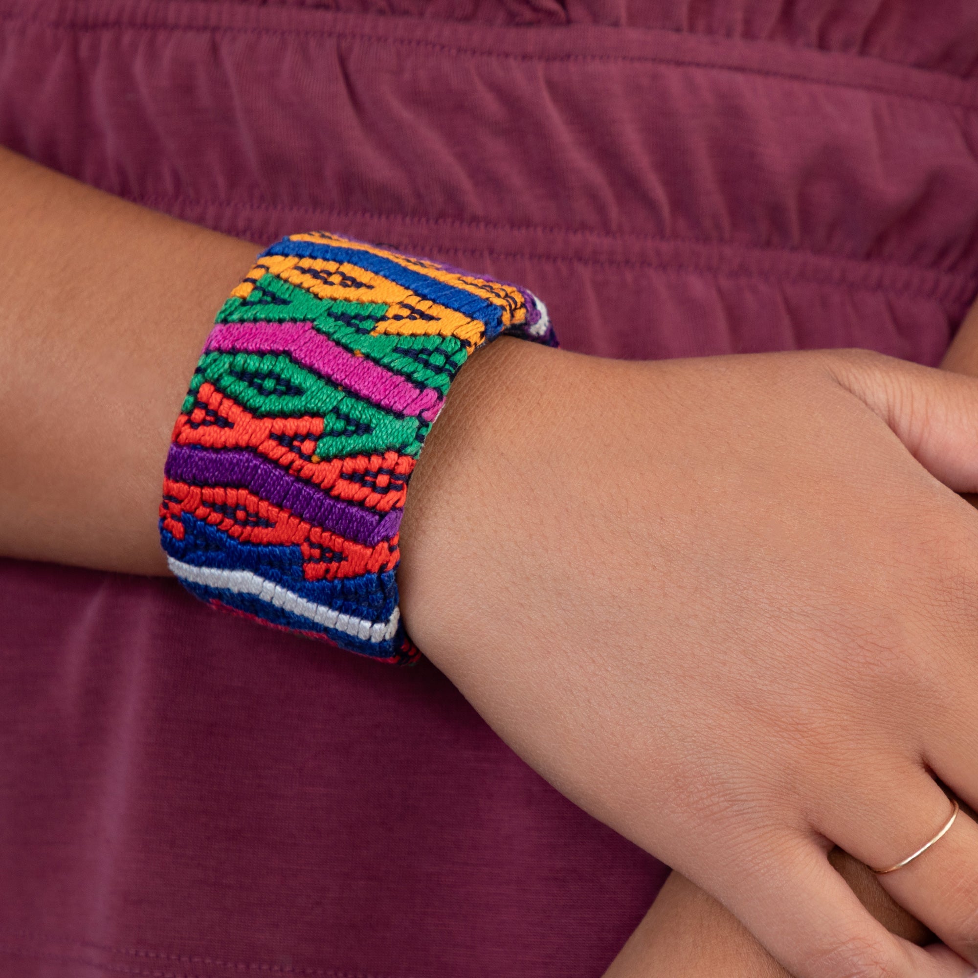 Upcycled Huipil Cuff - Aaria Tees Aaria Tees