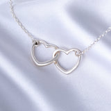 Two Hearts Sterling Silver Necklace - Aaria Tees Aaria Tees