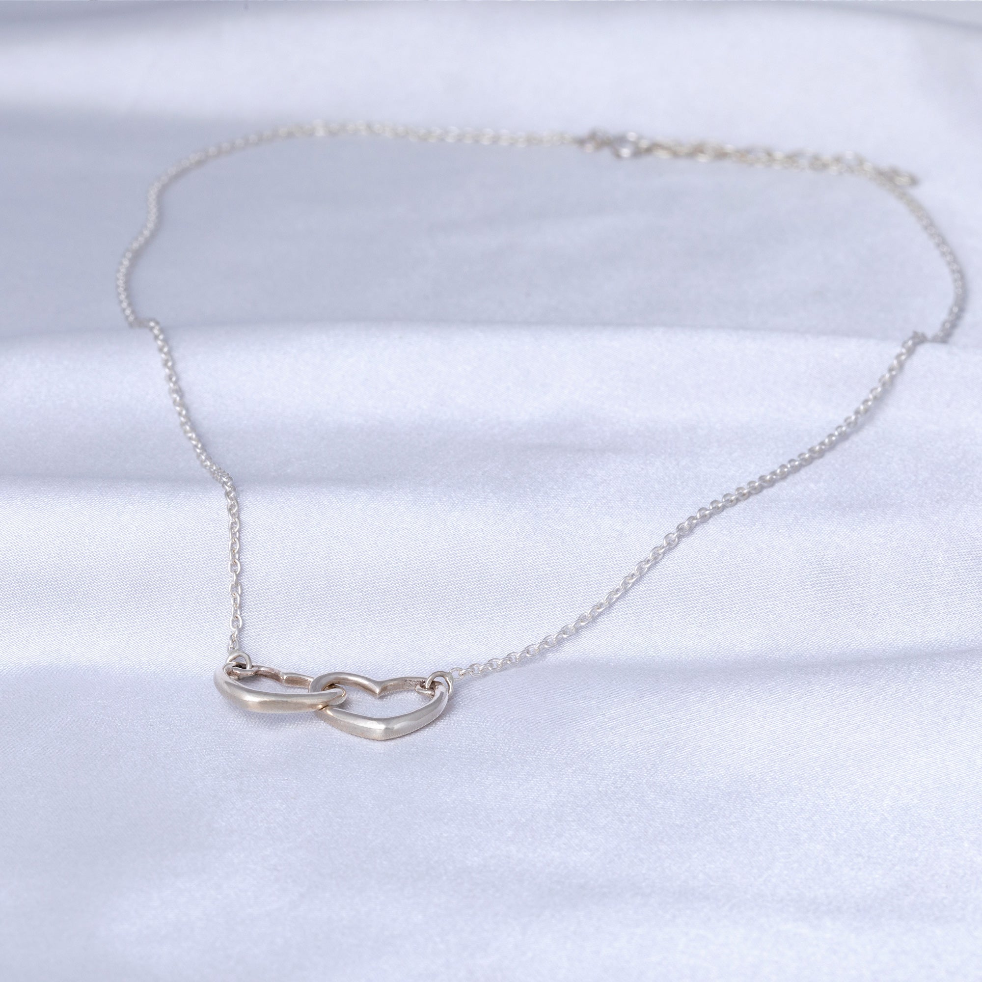 Two Hearts Sterling Silver Necklace - Aaria Tees Aaria Tees