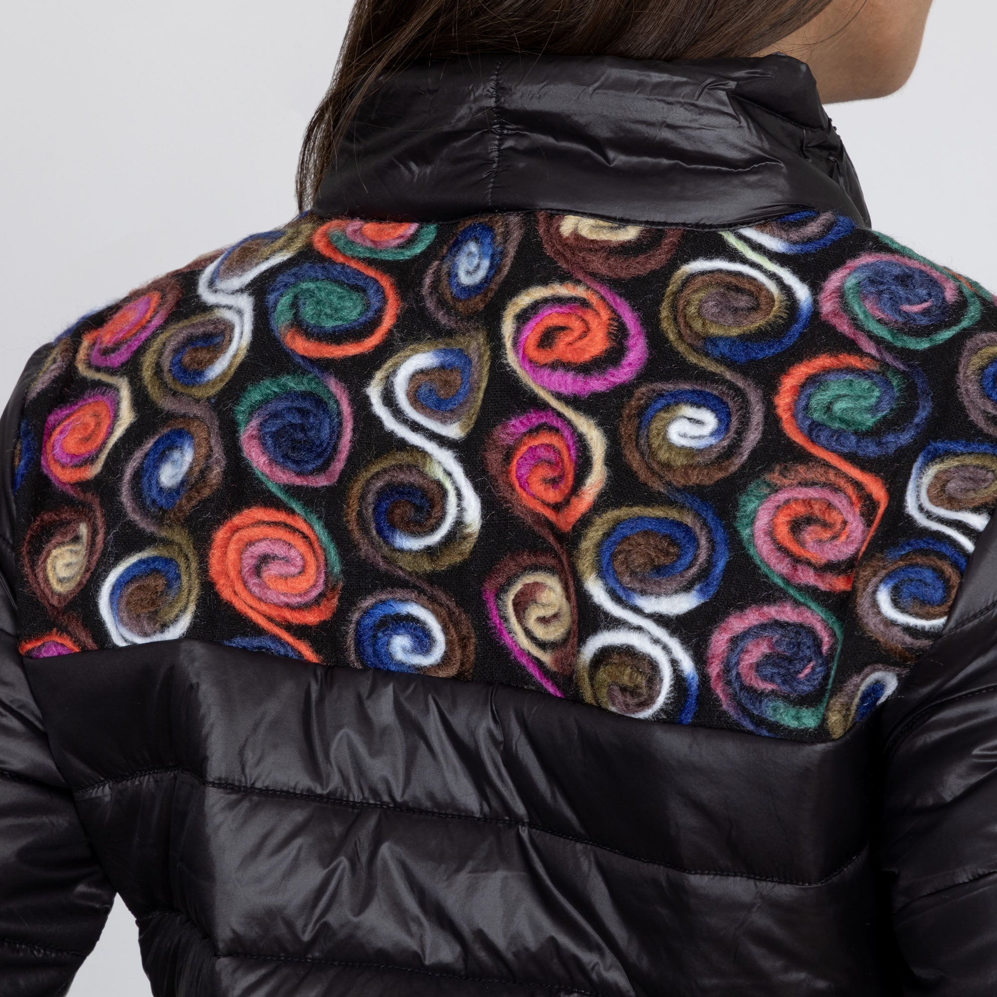 Mixed Fabric Embroidery Insulated Jacket - Aaria Tees Aaria Tees