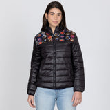 Mixed Fabric Embroidery Insulated Jacket - Aaria Tees Aaria Tees