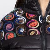 Mixed Fabric Embroidery Insulated Jacket - Aaria Tees Aaria Tees