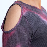 Tie-Dye Cold Shoulder Thermal Top - Aaria Tees Aaria Tees