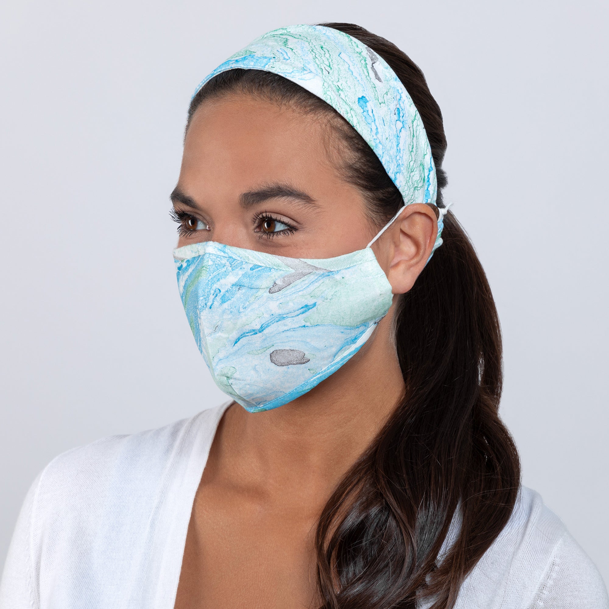 Marbleous Color Face Mask & Headband - Aaria Tees Aaria Tees
