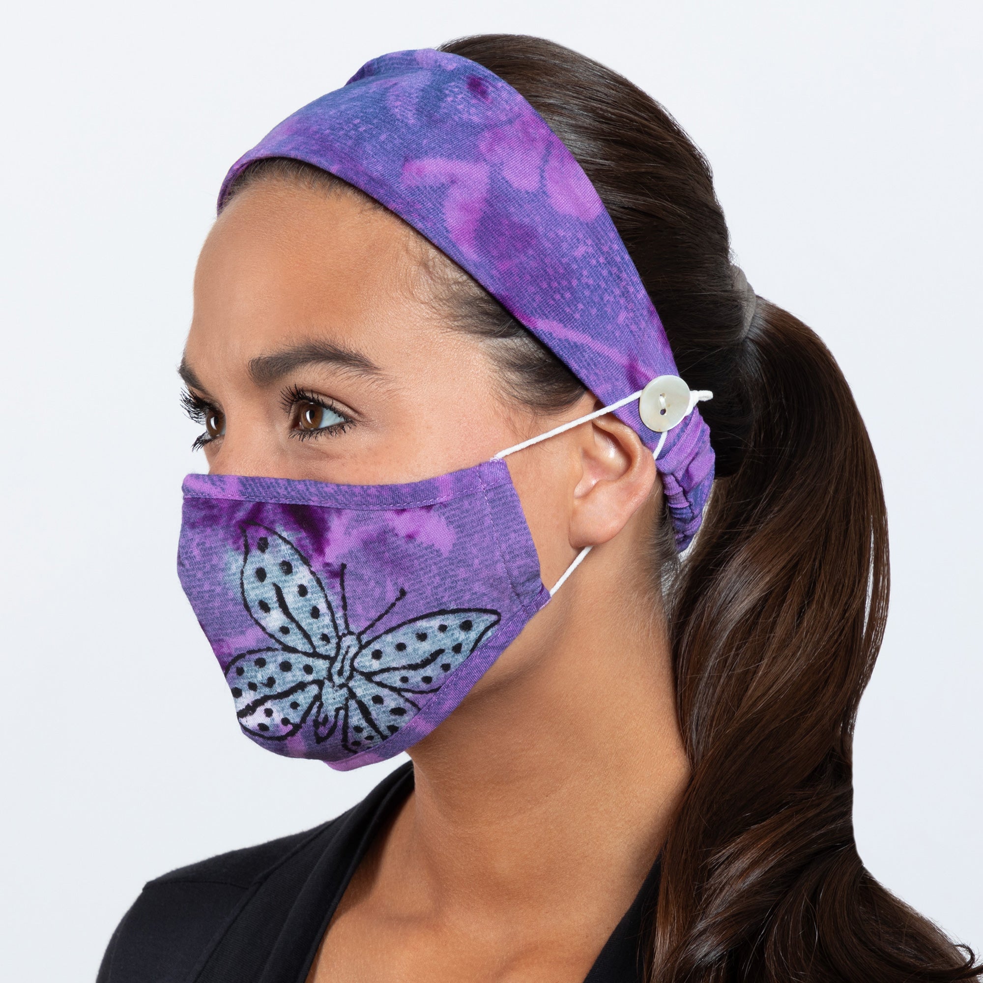 Butterflies in Bloom Face Mask & Headband - Aaria Tees Aaria Tees