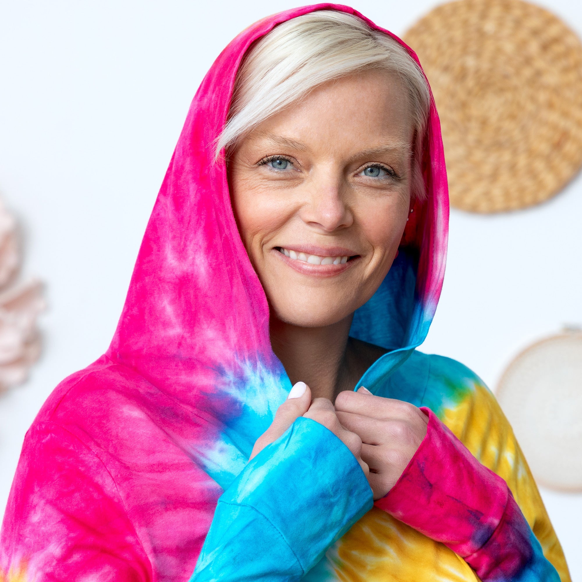 Rainbow Tie-Dye Hooded Tunic - Aaria Tees Aaria Tees
