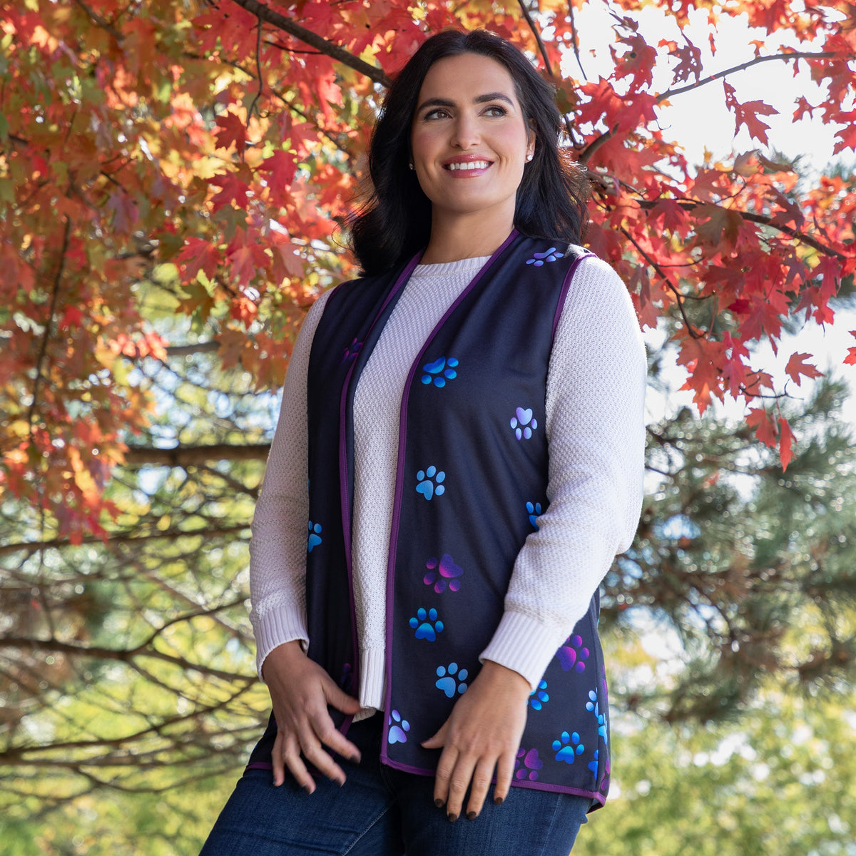 Paw Print Thick Knit Vest - Aaria Tees