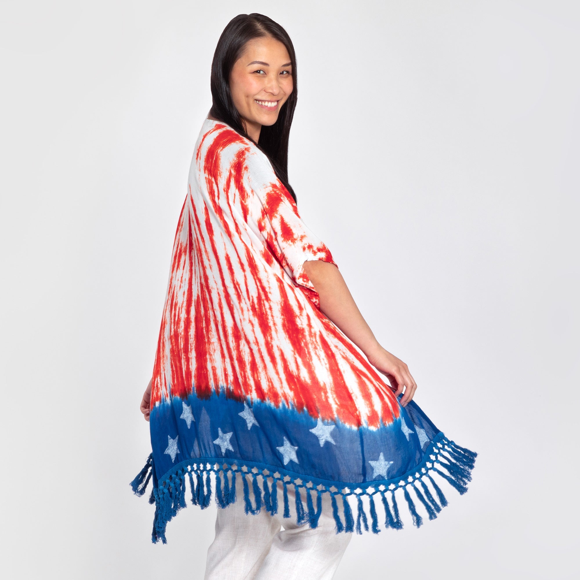 Stars & Stripes Handcrafted Lightweight Kimono - Aaria Tees Aaria Tees