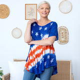 Diagonal Stars & Stripes Short Sleeve Tunic - Aaria Tees Aaria Tees