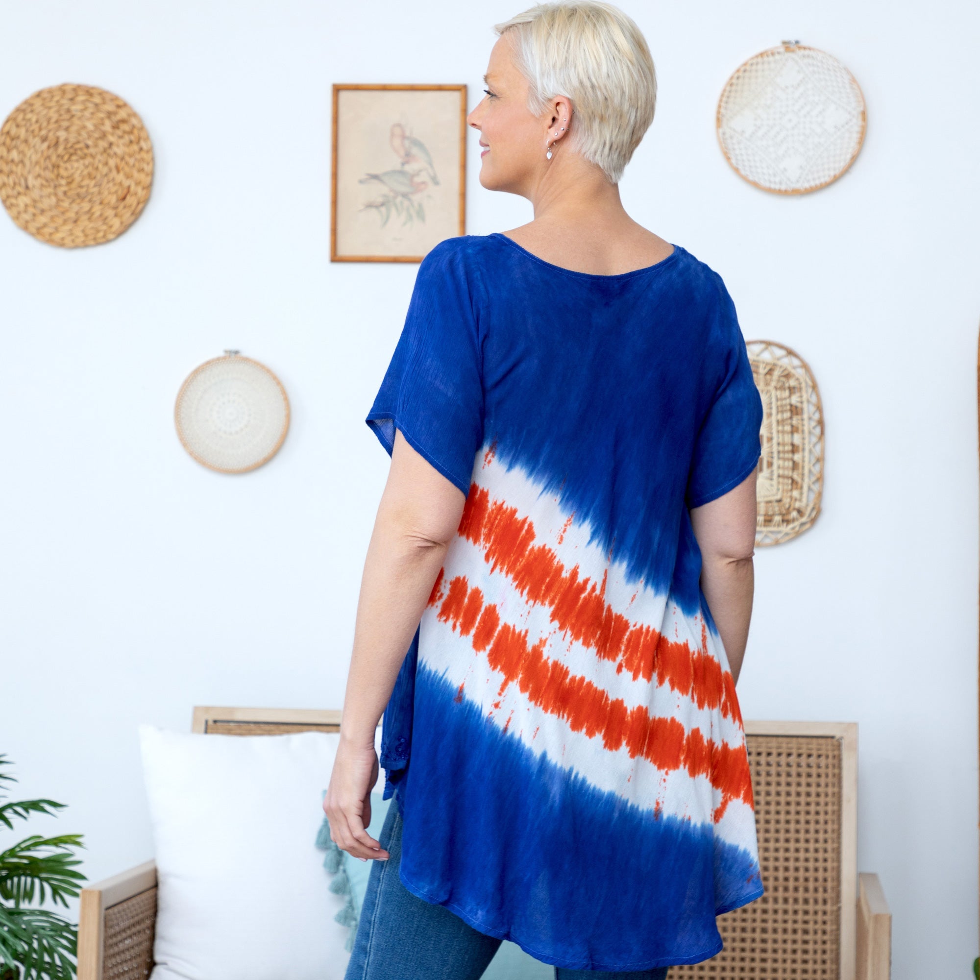 Diagonal Stars & Stripes Short Sleeve Tunic - Aaria Tees Aaria Tees