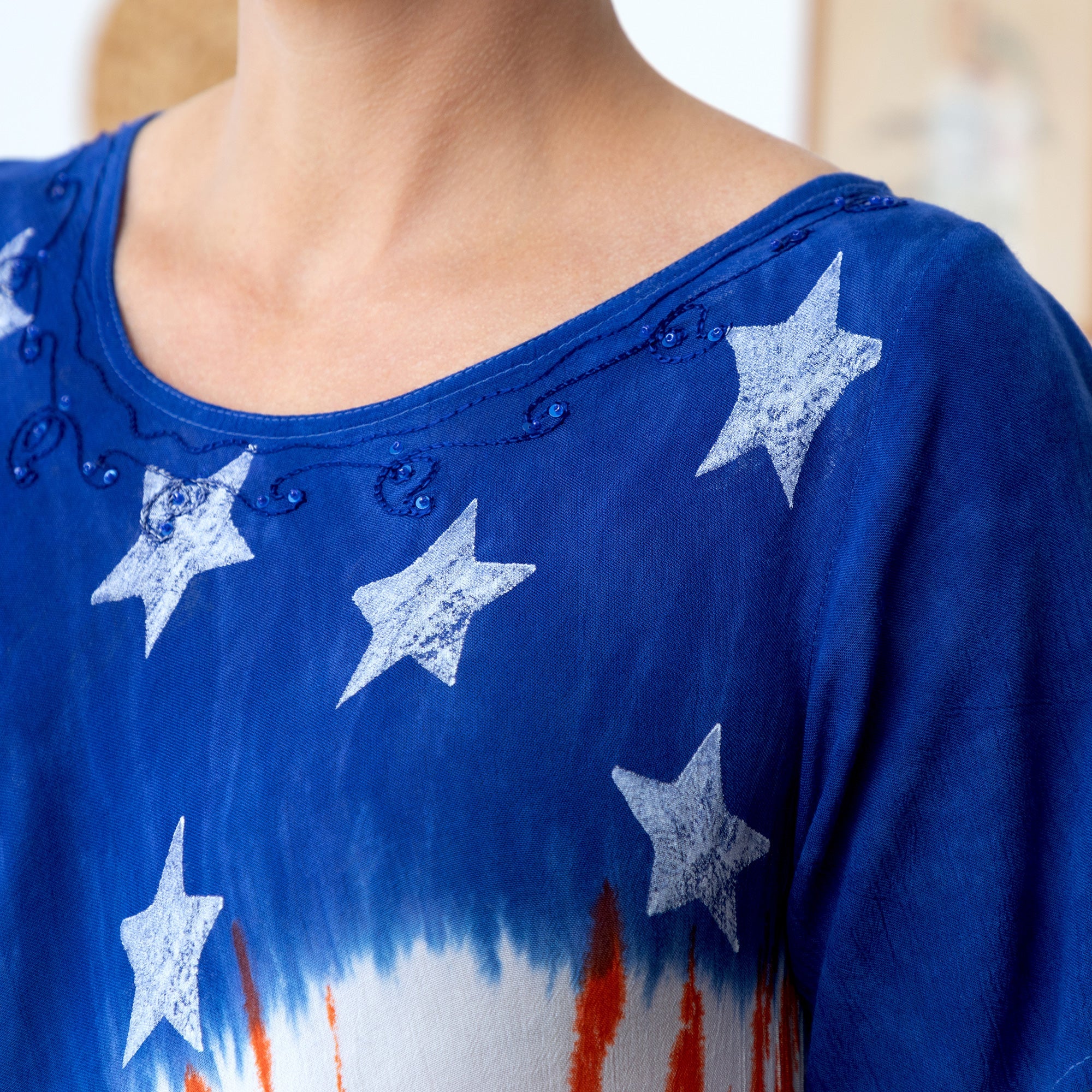 Diagonal Stars & Stripes Short Sleeve Tunic - Aaria Tees Aaria Tees