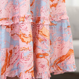 Marble Smocked Tie-Strap Midi Sundress - Aaria Tees Aaria Tees