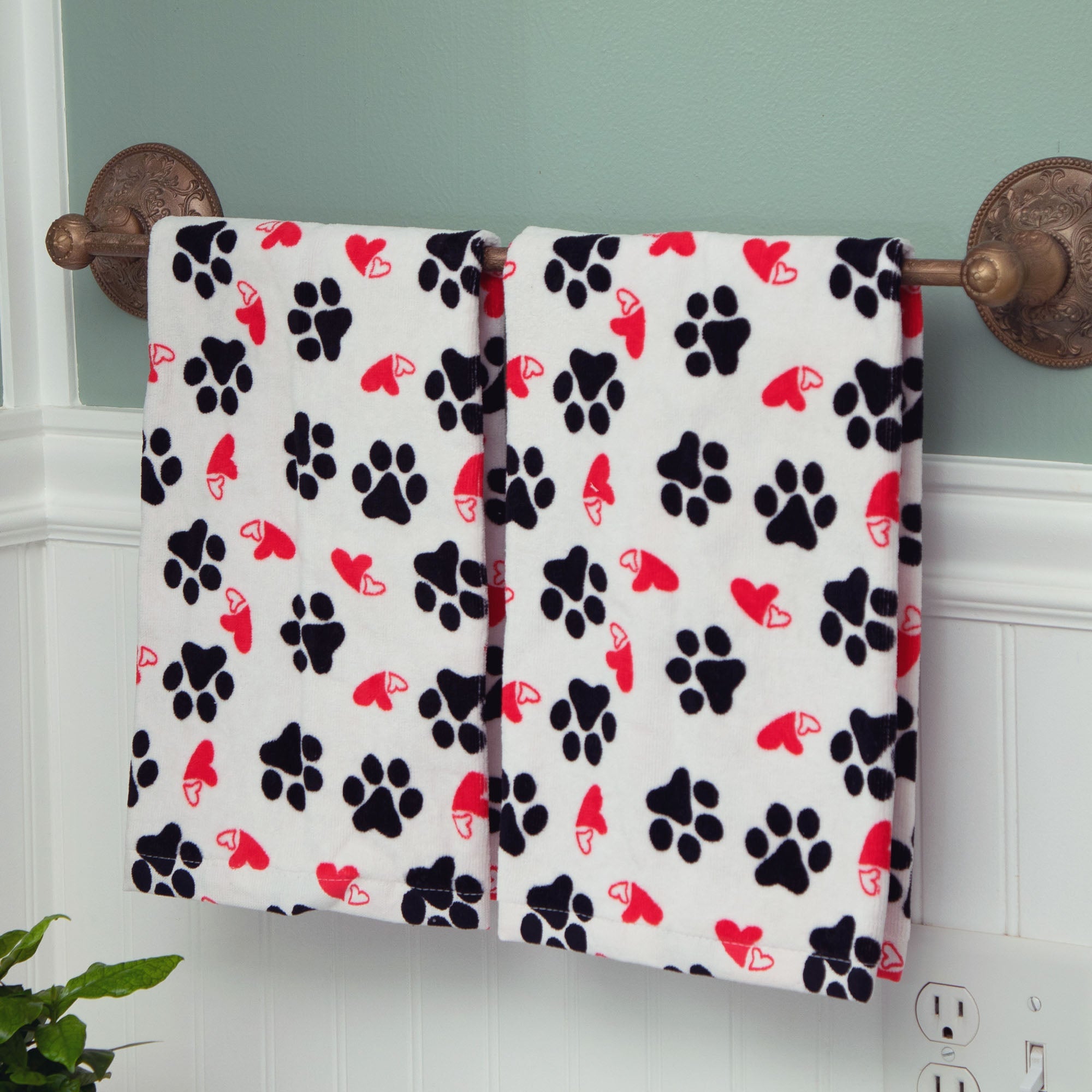 Paw Print Bath Hand Towels - Set of 2 - Aaria Tees Aaria Tees