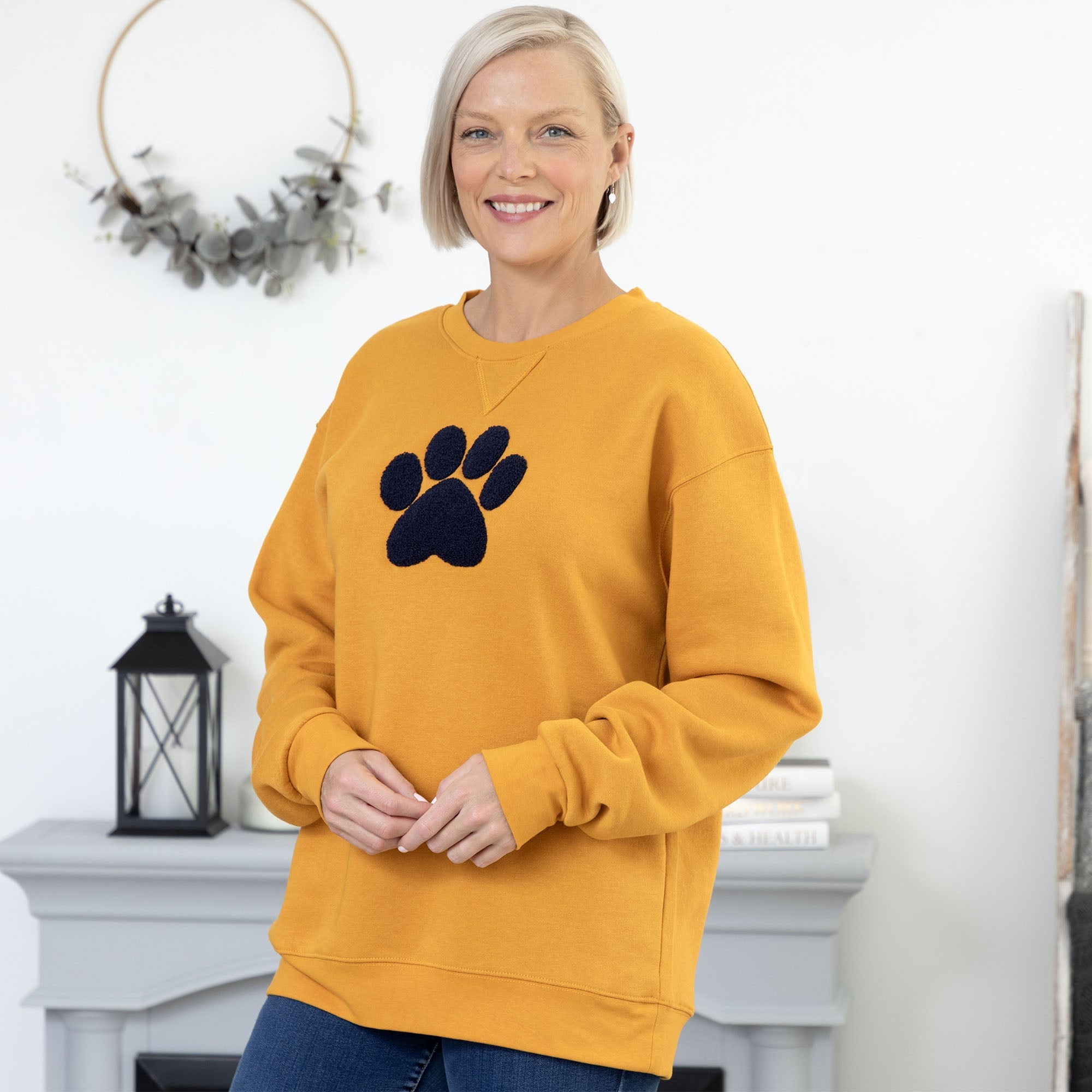 Chenille Paw Print Sweatshirt - Aaria Tees Aaria Tees