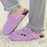 Paw Print Plush Sherpa Fleece Clog Slippers - Aaria Tees Aaria Tees