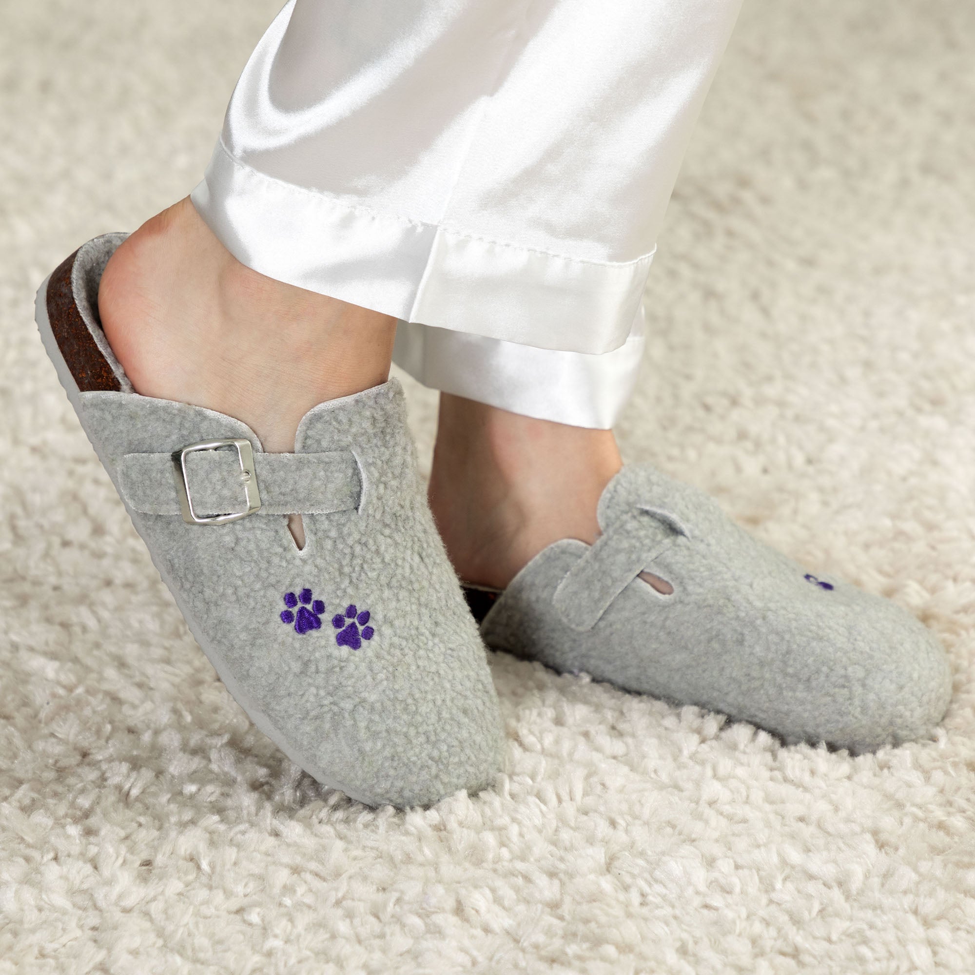 Paw Print Plush Sherpa Fleece Clog Slippers - Aaria Tees Aaria Tees