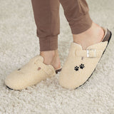 Paw Print Plush Sherpa Fleece Clog Slippers - Aaria Tees Aaria Tees