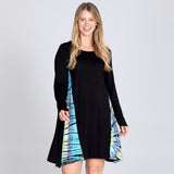 Long Sleeve Tie-Dye Side Panel Dress - Aaria Tees Aaria Tees