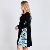 Long Sleeve Tie-Dye Side Panel Dress - Aaria Tees Aaria Tees